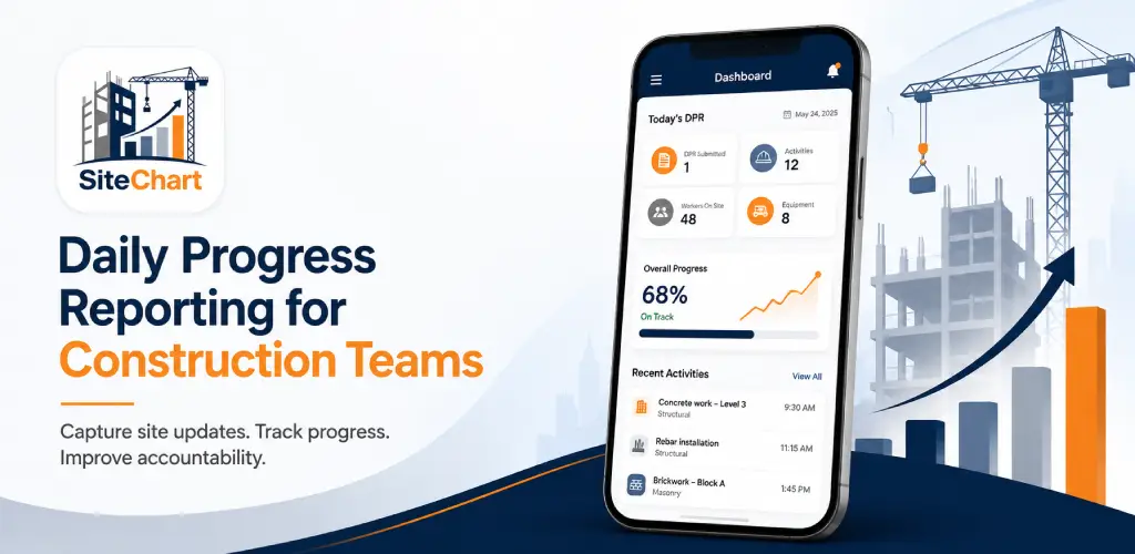 SiteChart daily progress reporting app preview